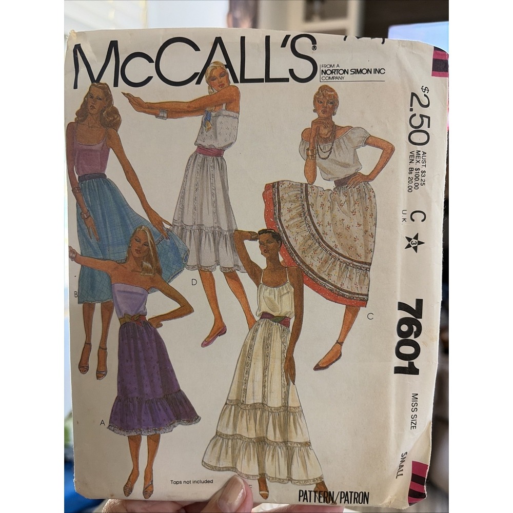 McCall's 7601 Sewing Pattern Misses Skirts Lower Ruffles Tiered Size 10-12 Uncut